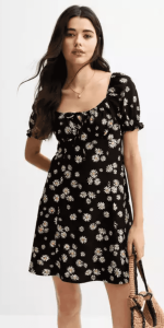 New Look - Black Textured Daisy Print Milkmaid Mini Dress - £23.99 New Look - Black Textured Daisy Print Milkmaid Mini Dress - £23.99