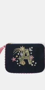 Accessorize - Embellished Initial Velvet Pouch Blue - £16.00 Accessorize - Embellished Initial Velvet Pouch Blue - £16.00