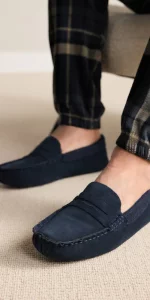 Next - Navy Signature Suede Fabric Trim Moccasin Slippers - £35.00 Next - Navy Signature Suede Fabric Trim Moccasin Slippers - £35.00