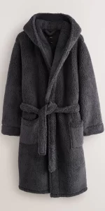 Next - Slate Grey Borg Dressing Gown - £34.00 Next - Slate Grey Borg Dressing Gown - £34.00